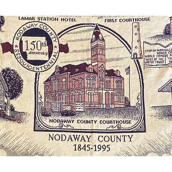 Nodaway County 150th Anniversary Historic Wall Hanging Throw/Blanket/Tapestry - Picture 1 of 5